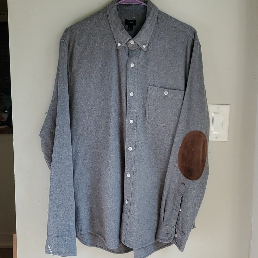 J Crew Wool Blend Elbow Patch Button Down Large - image 1